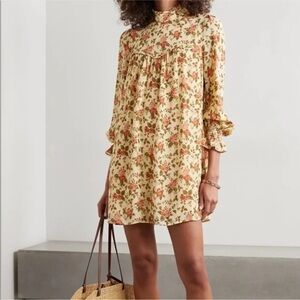 REFORMATION Jourdan Ruffled Varenna Floral Print Crepe Mini Dress size Medium